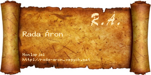Rada Áron névjegykártya